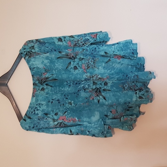 Papa Vancouver boho  floral blue wide neck flowy blouse - Picture 5 of 6